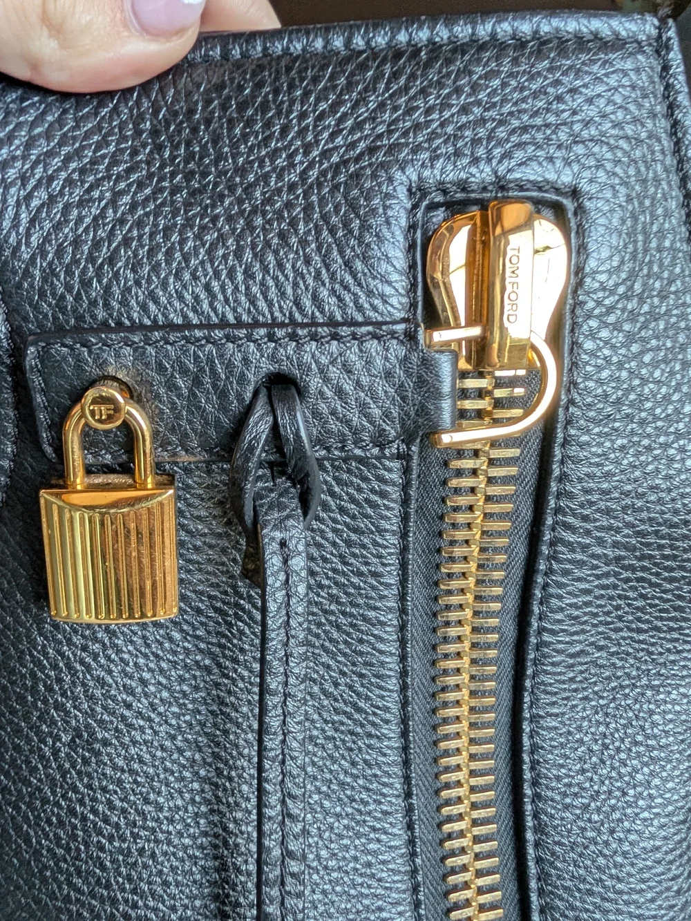 Tom Ford Black Leather Alix Bag with Gold Hardware